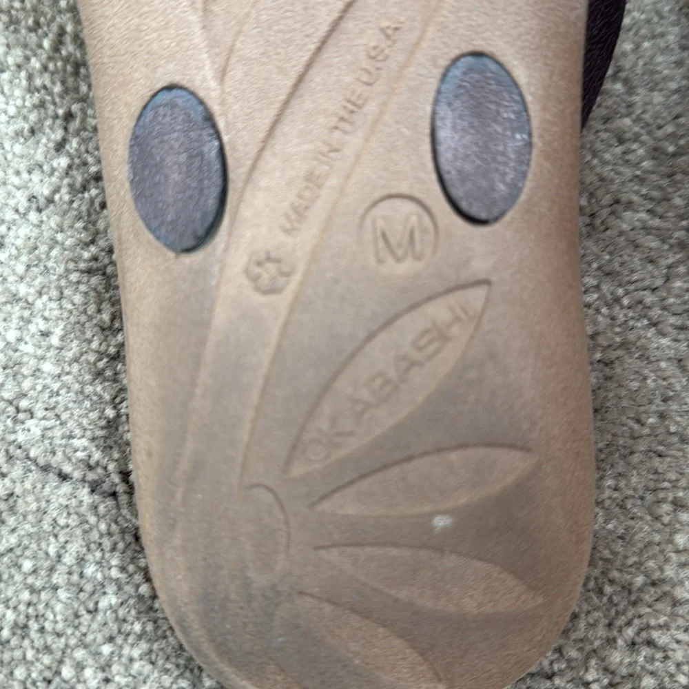 Okabashi Brown and Tan Flip Flops